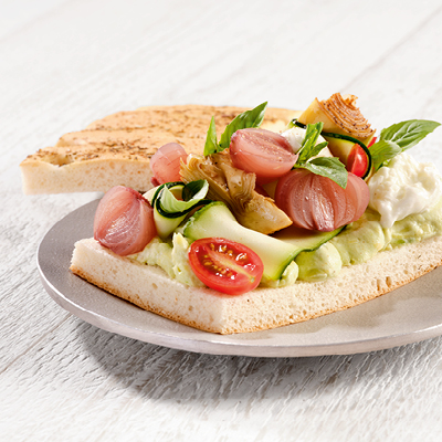 Foccacia garnie aux légumes et au Cantadou®Nature 